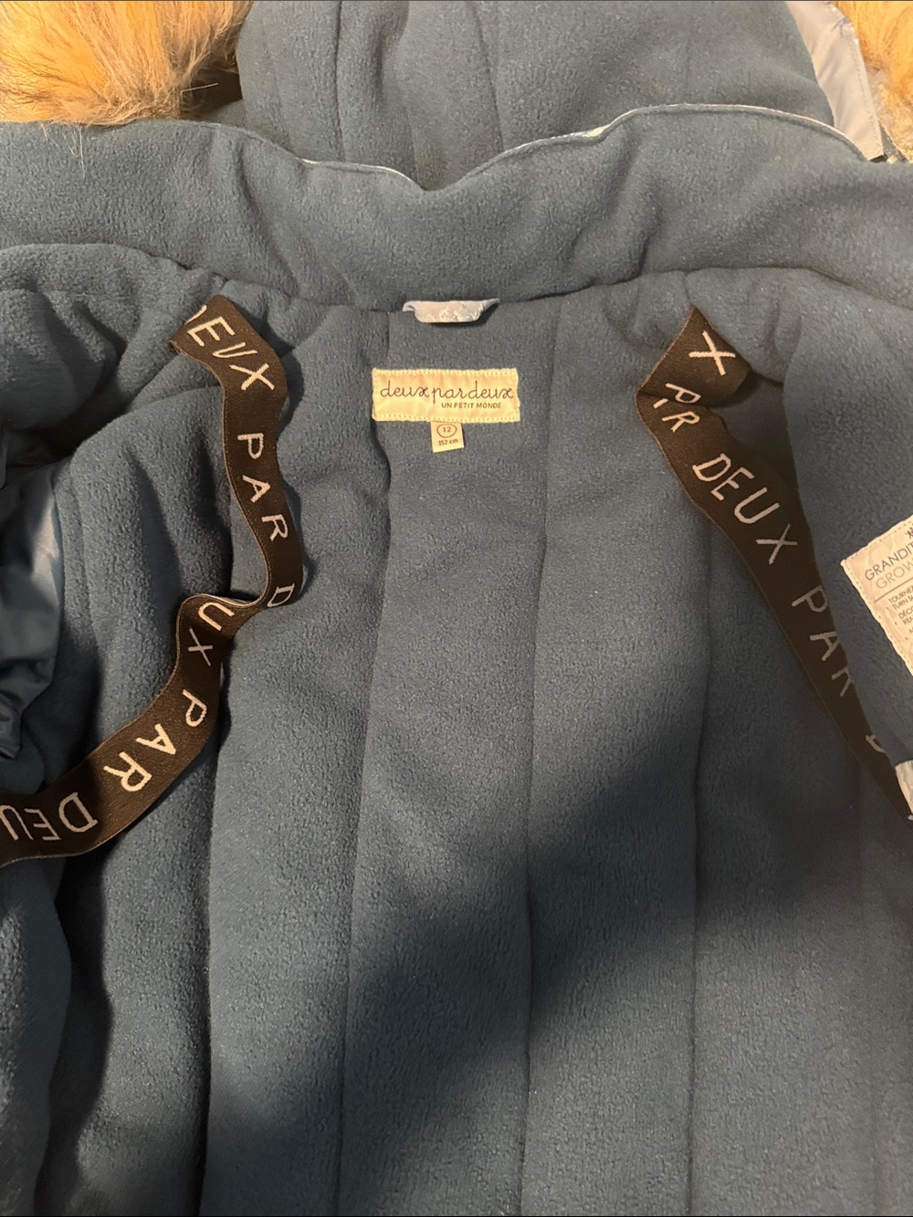 deux par deux Navy Blue Puffer Jacket with Branded Straps